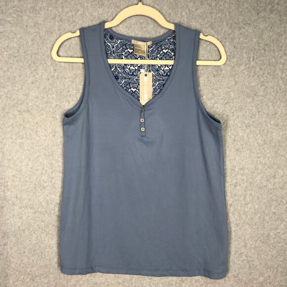 Ink and Ivy Tops - NEW Ink Ivy Henley Tank Top Small Blue Soft‎ Jersey Stretch Preppy Casual